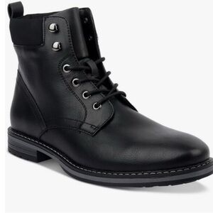 Club Room Westin Black Leather Boots Ankle-High Lace-Up Men’s